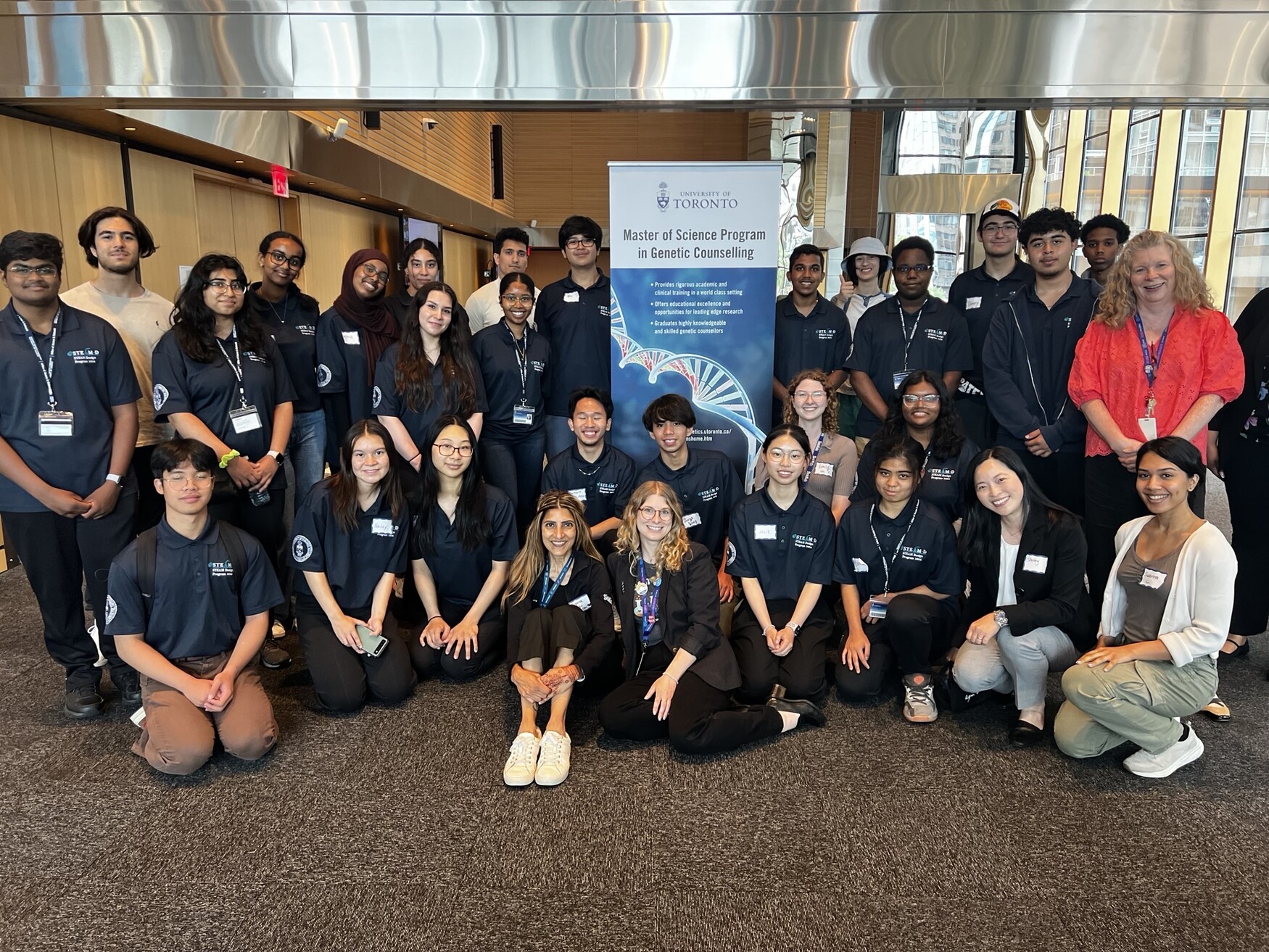 Day 1 STEAM Design student cohort with the genetic counselling team volunteers